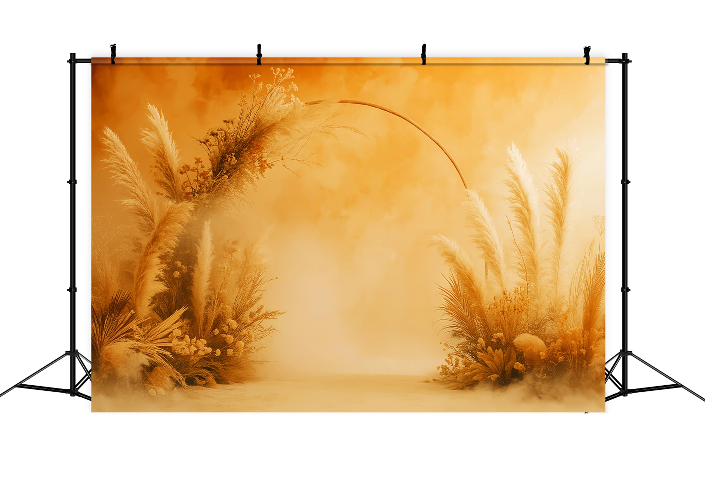 Boho-Fotohintergrund Goldener Pampasgras-Bogen Herbst-Fotohintergrund für Fotos LXX59-293