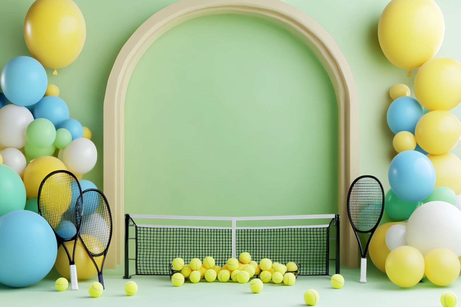 Sport-Fotohintergrund Bunte Tennisball-Ballon-Dekoration Sport-Studiohintergründe LXX59-307