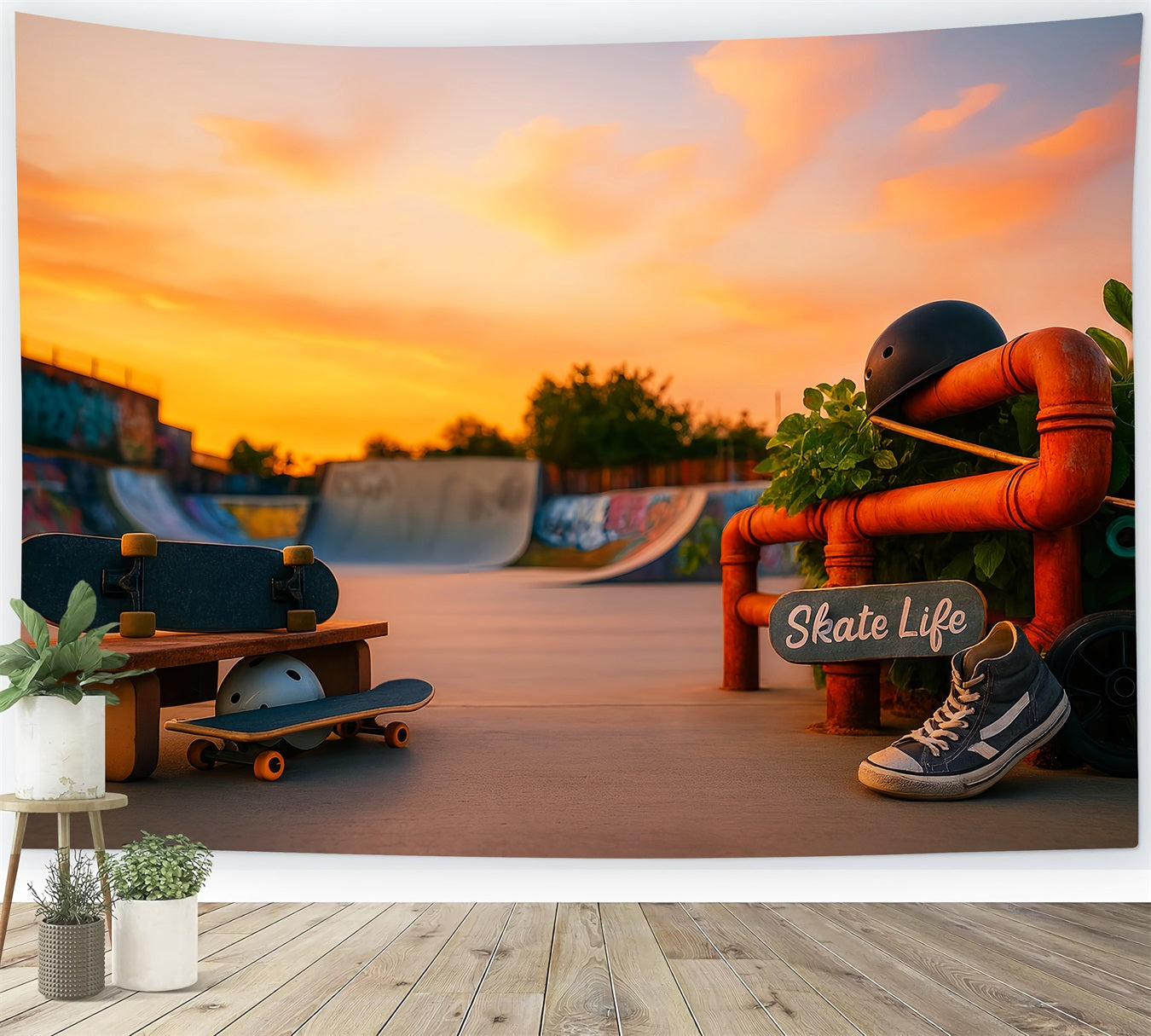 Sport-Fotohintergrund Sonnenuntergang Skateboard-Park Leben Sport-Studiohintergründe für Fotografie LXX59-311