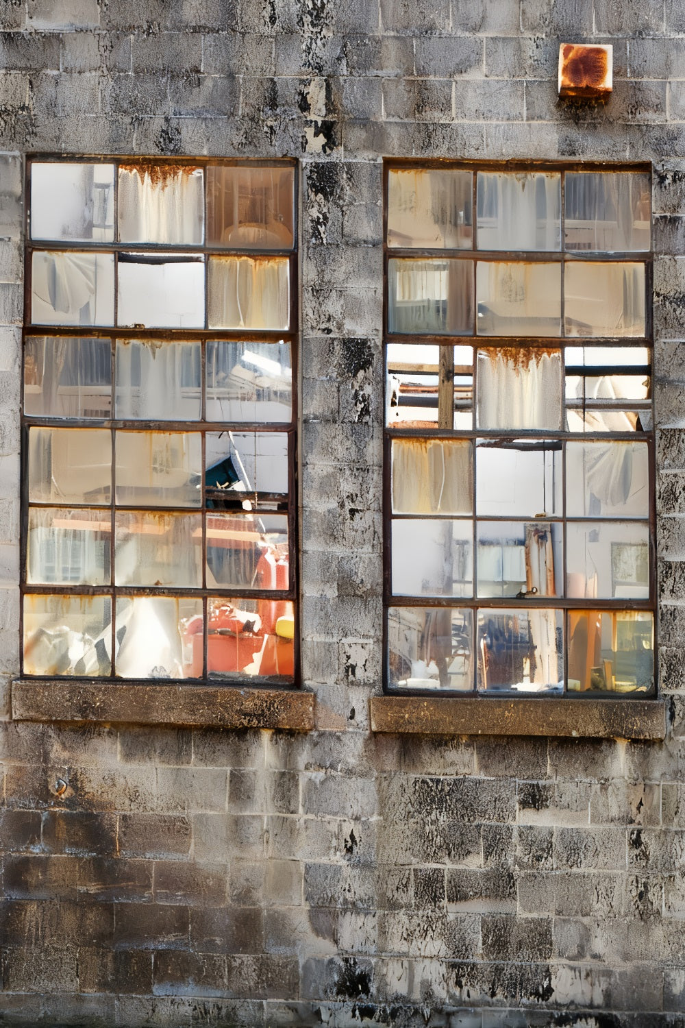 Betonhintergrund Rostiges industrielles Fenster Wand Familienporträt-Fotohintergrund LXX59-445