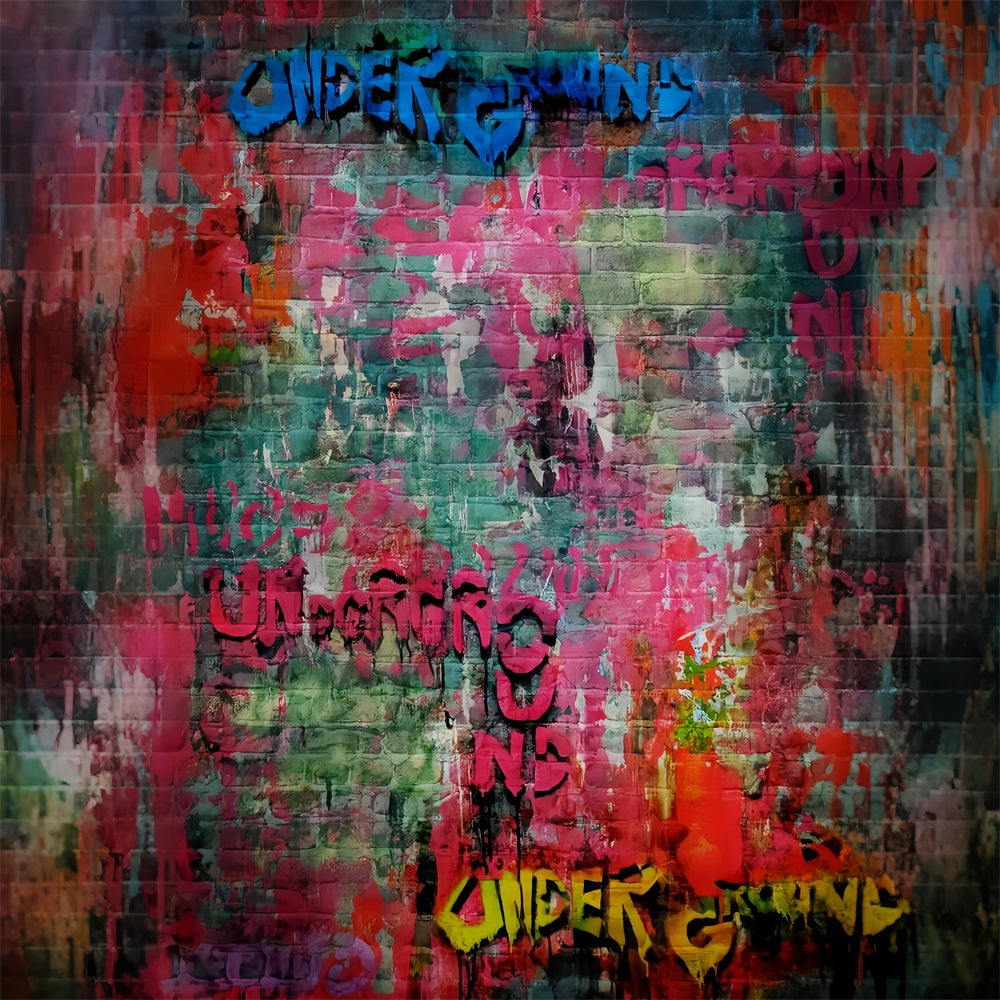 Beton-Fotohintergrund Bunte urbane Graffiti-Wand Schulporträt-Fotohintergrund LXX59-458