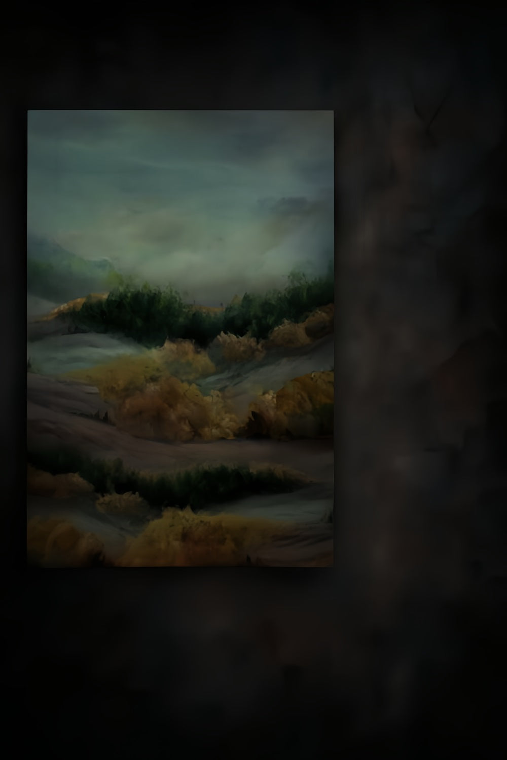 Porträtstudio-Fotohintergrund Nebliges Herbstlandschaftsgemälde Porträt-Fotohintergrund LXX59-464