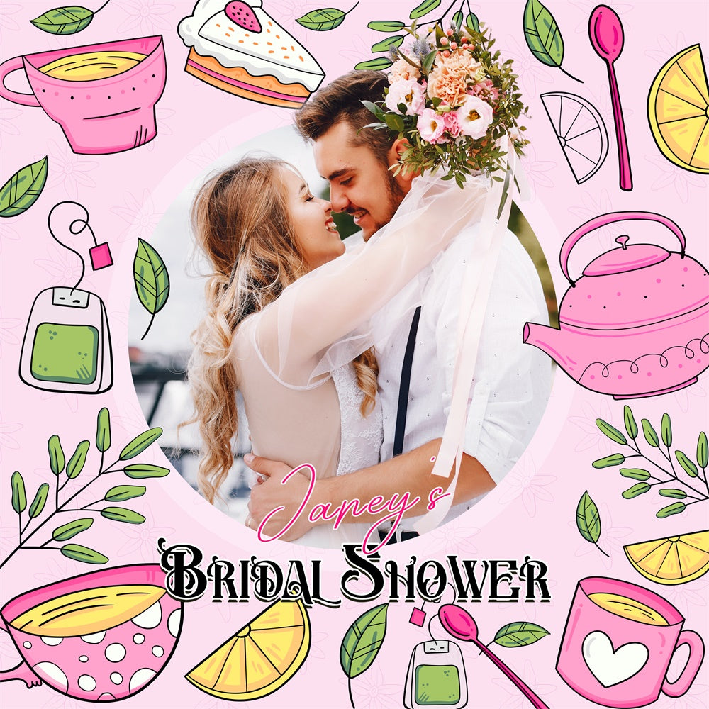Hochzeit Backdrop Ideen Cute Cups Cartoon Personalisierte Hintergrund LXX6-111