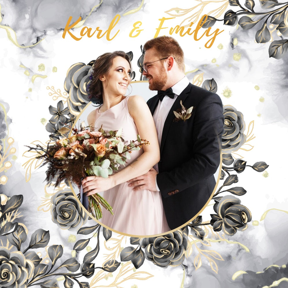 Personalisierter Hintergrund für die Hochzeit Schwarze Rose Eleganz Hintergrund LXX6-117