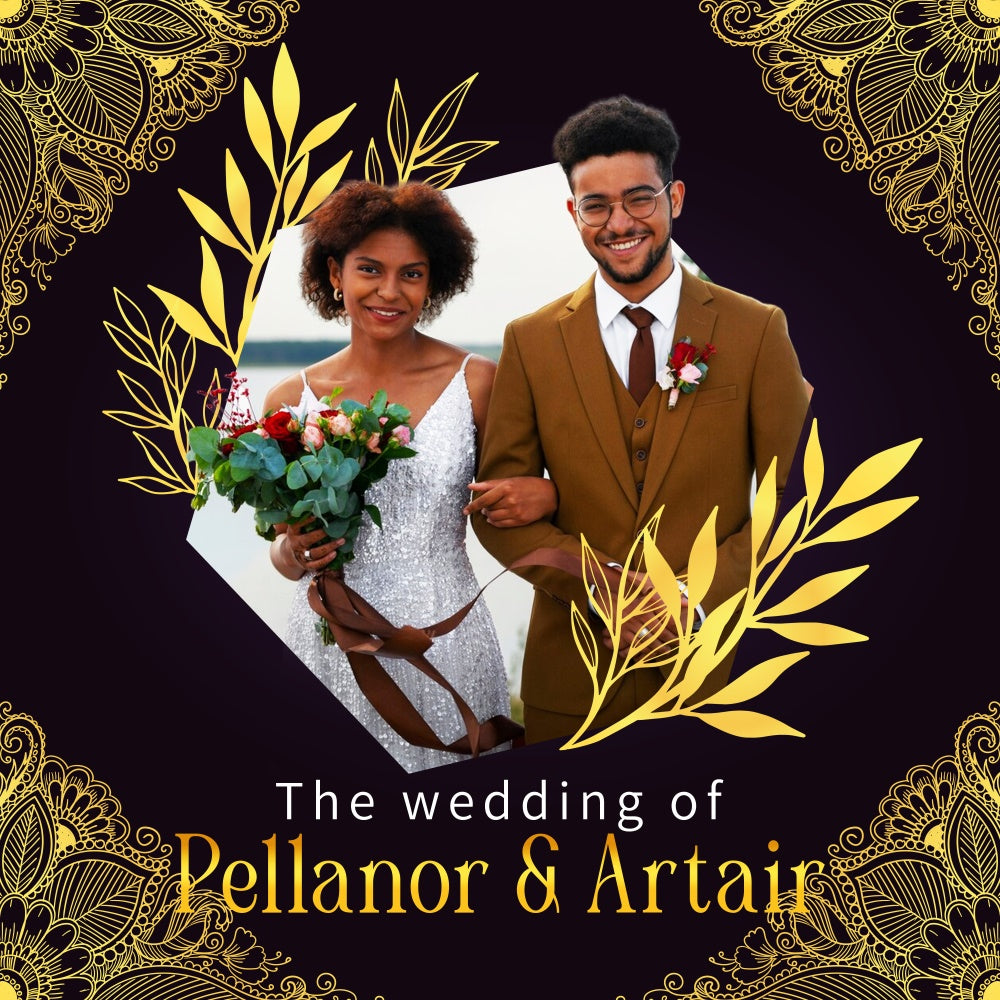 Hochzeitskulisse Design Goldene Spitze Versprechen Individuell gestaltete Kulisse LXX6-118