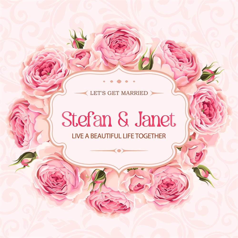 Hintergrund für die Hochzeit Romantische Blütenblätter Rahmen Personalisierte Kulisse LXX6-144