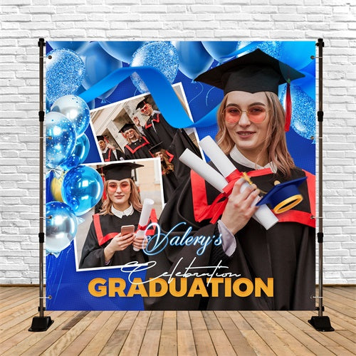 Graduation Backdrops Blauer Ballon Bash Personalisierte Party Graduation Backdrop LXX6-164