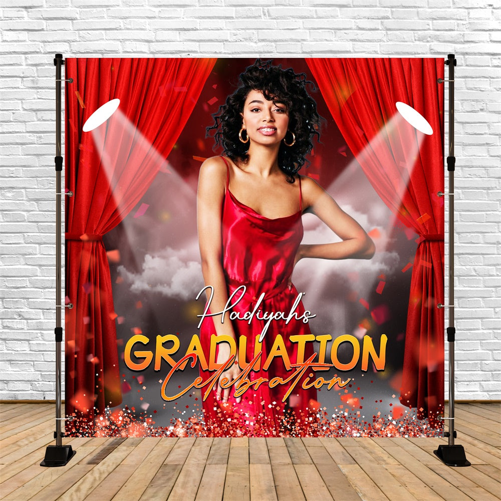 Graduated Backdrop Rot Vorhang Spotlight Custom Party Graduation Backdrop LXX6-165