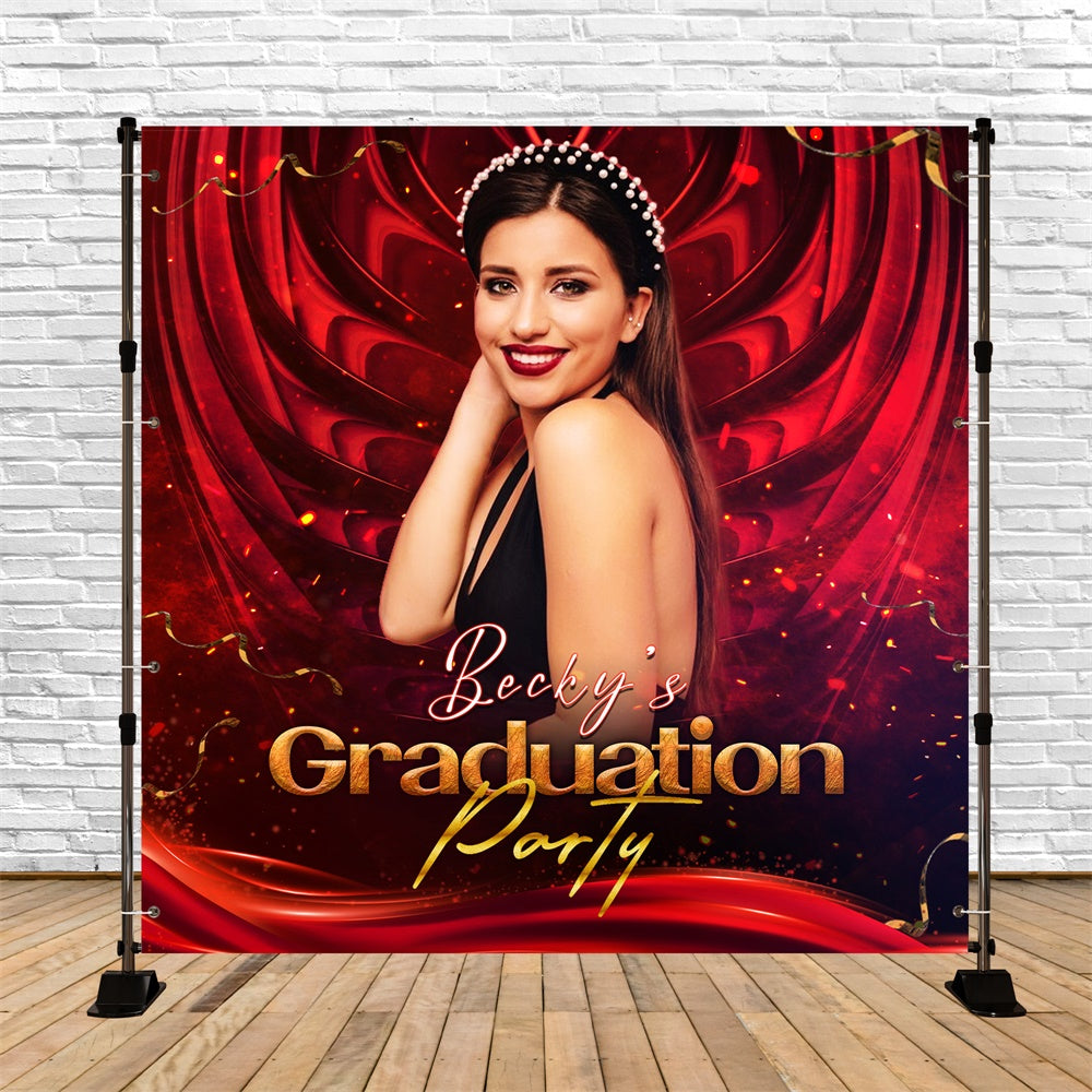 Personalisierte Graduation Backdrop Strahlend Rot Party Graduation Backdrop LXX6-167