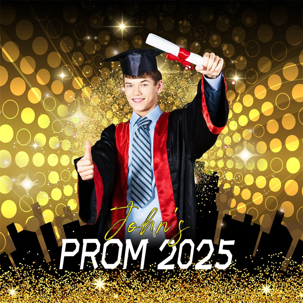 Prom Backdrops Golden Burst City Personalisierte Party Graduation Backdrop LXX6-174
