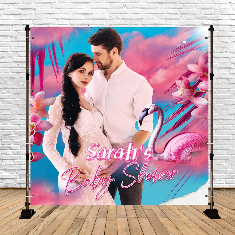 Baby Shower Fotokulisse Flamingo Fantasy Personalisierte Kulisse LXX6-220