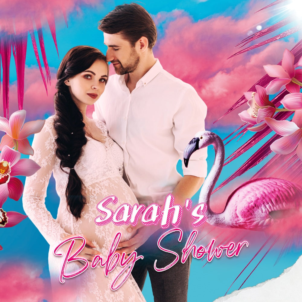 Baby Shower Fotokulisse Flamingo Fantasy Personalisierte Kulisse LXX6-220