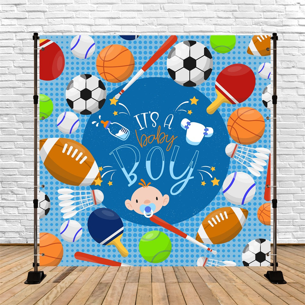 Baby Shower Hintergrund Sport Mania Junge Dusche Hintergrund LXX6-228