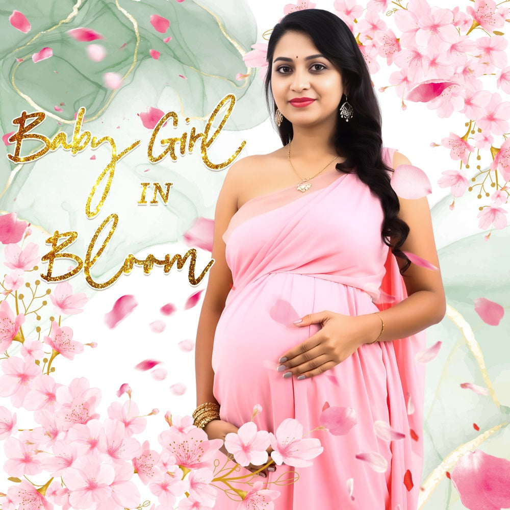 Baby Shower Backdrop Ideen Pinke Blütenblätter Frieden Personalisierte Backdrop LXX6-233