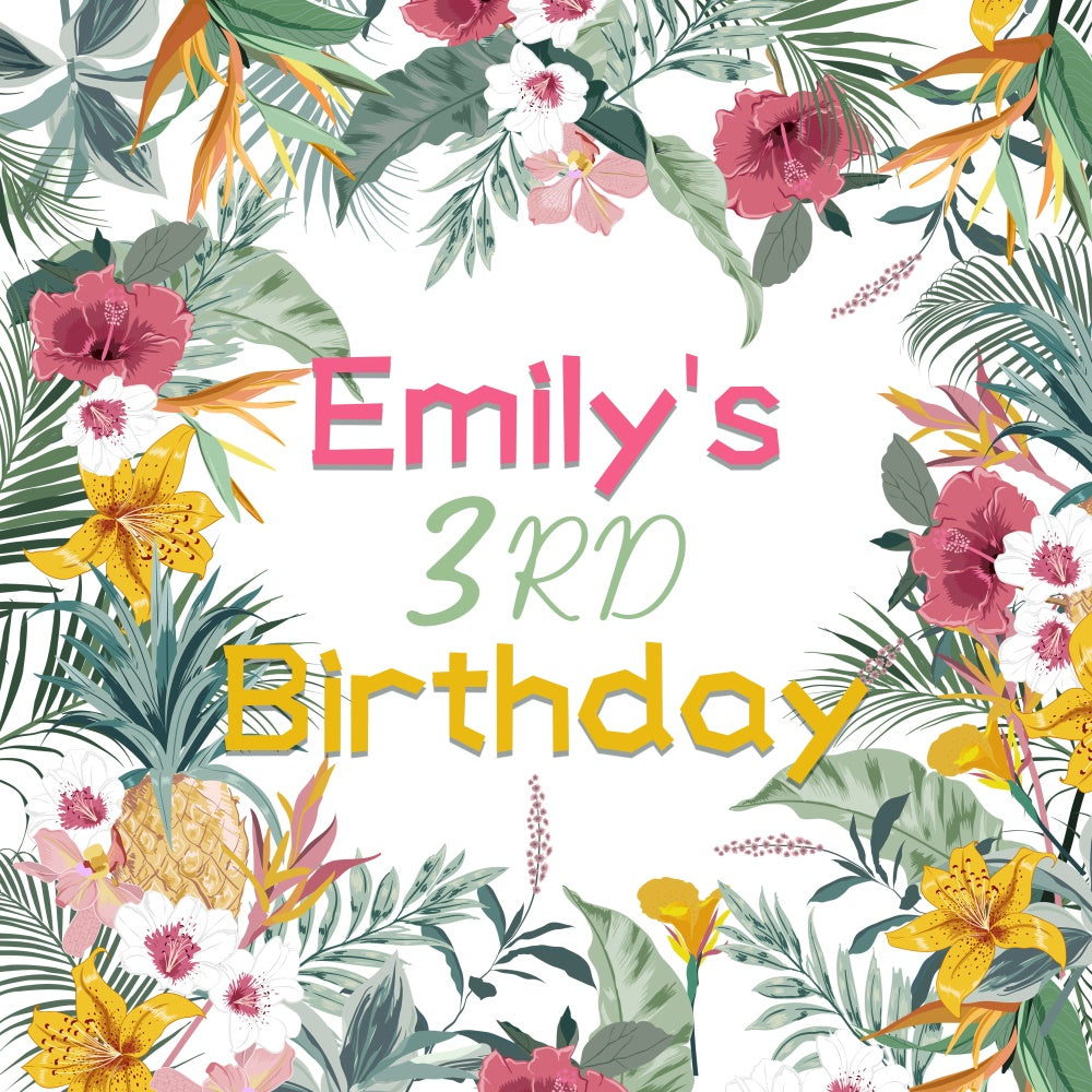 Geburtstag Party Backdrop Floral Paradise 3rd Customized Backdrop LXX6-48