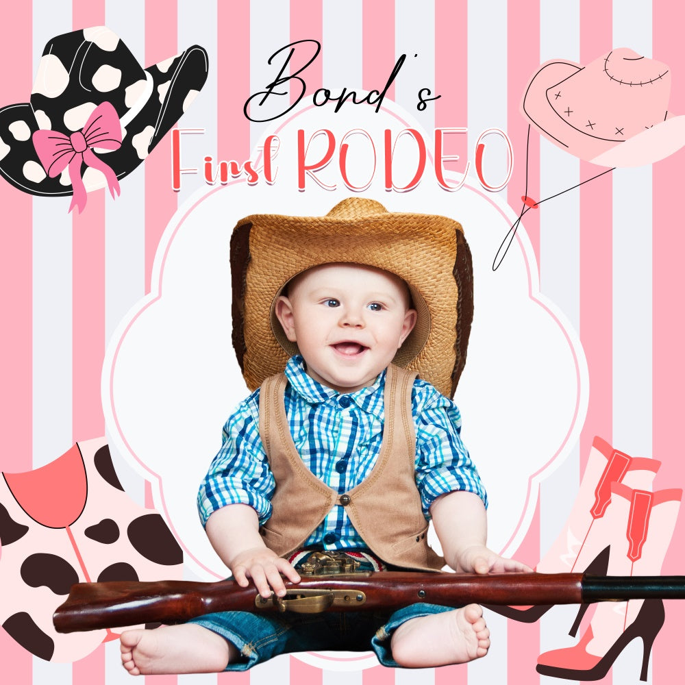Erster Geburtstag Backdrop Pink Western Rodeo Personalisierte Backdrop LXX6-57