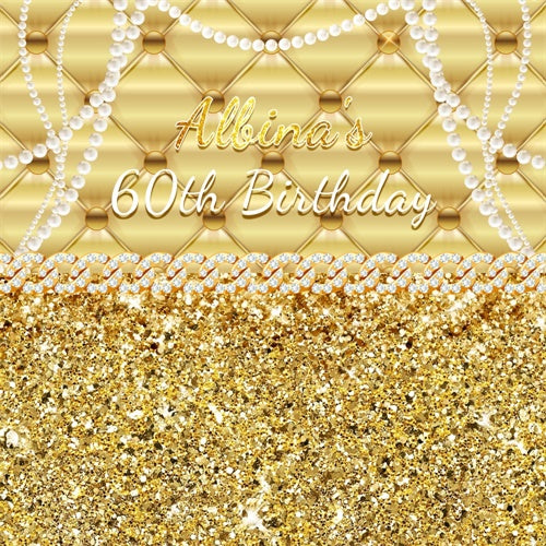 60. Geburtstag Backdrop Elegant Perlen Glitter Personalisierte Backdrop LXX6-82