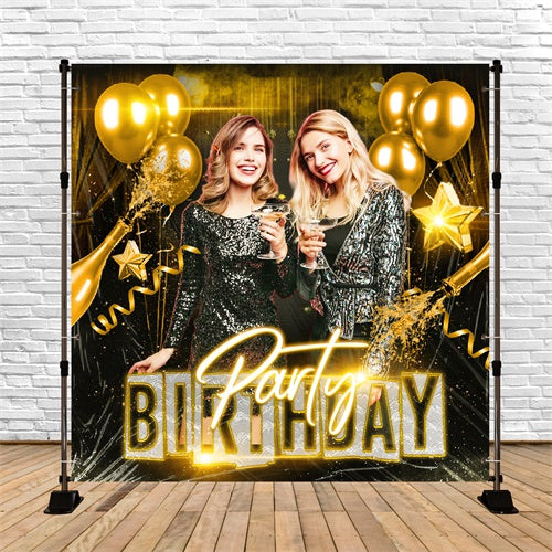 Personalisierte Geburtstag Backdrop Champagner Sparkle Night Backdrop LXX6-84
