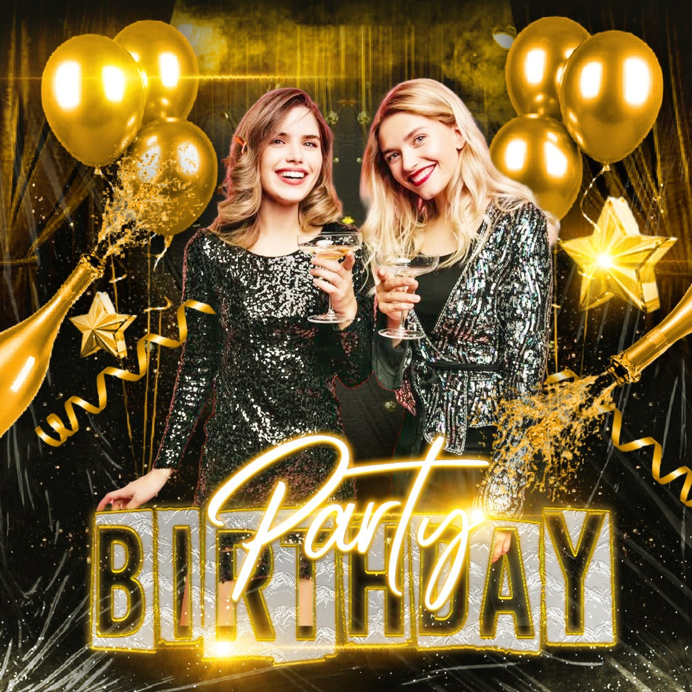 Personalisierte Geburtstag Backdrop Champagner Sparkle Night Backdrop LXX6-84