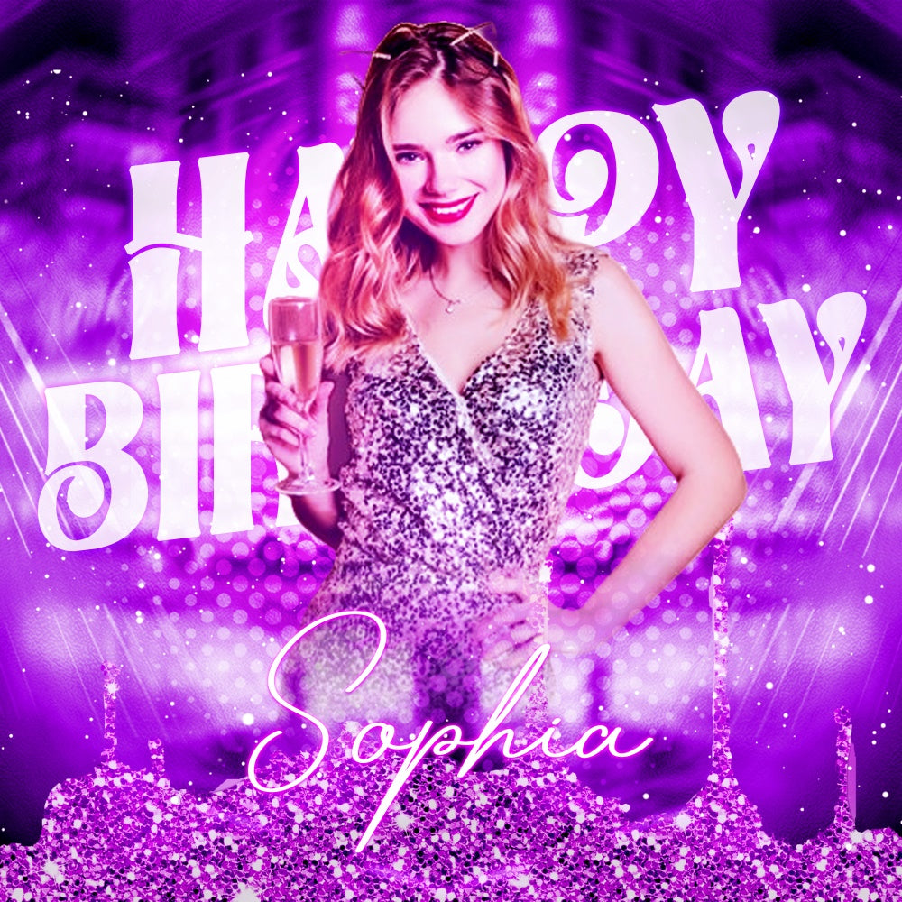 Geburtstag Party Backdrop Lila Sparkle Queen Custom Backdrop LXX6-86
