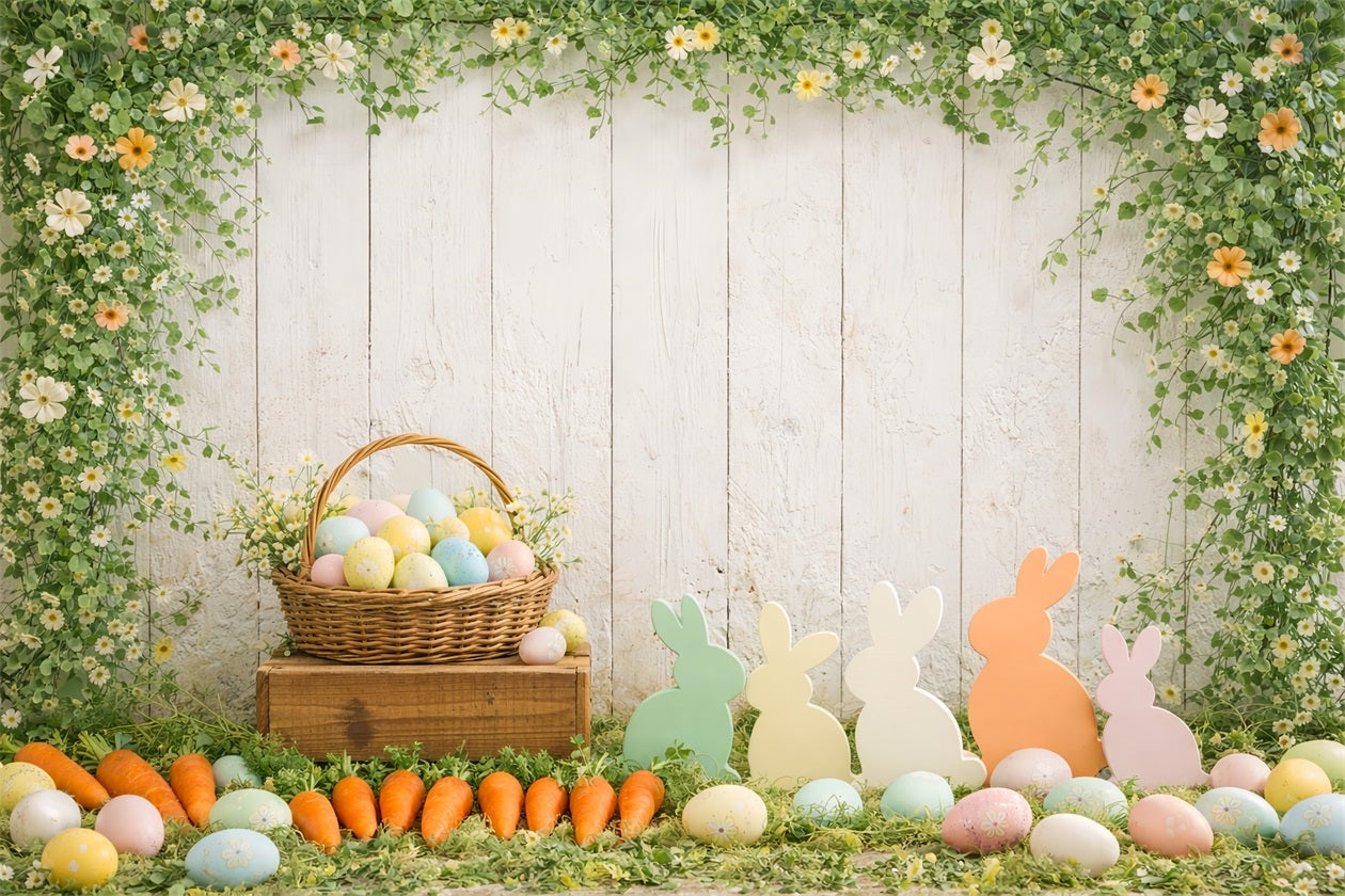Osterhasen-Silhouette-Hintergrund Karottenbündel Eierkorb-Hintergrund für Ostern LXX61-115