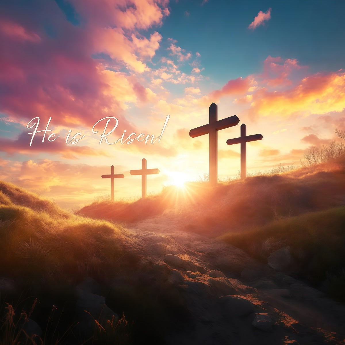 Er ist auferstanden Hintergrund Ostern Kreuz Sonnenuntergang Glanz Ostern Hintergrund Ideen LXX61-127
