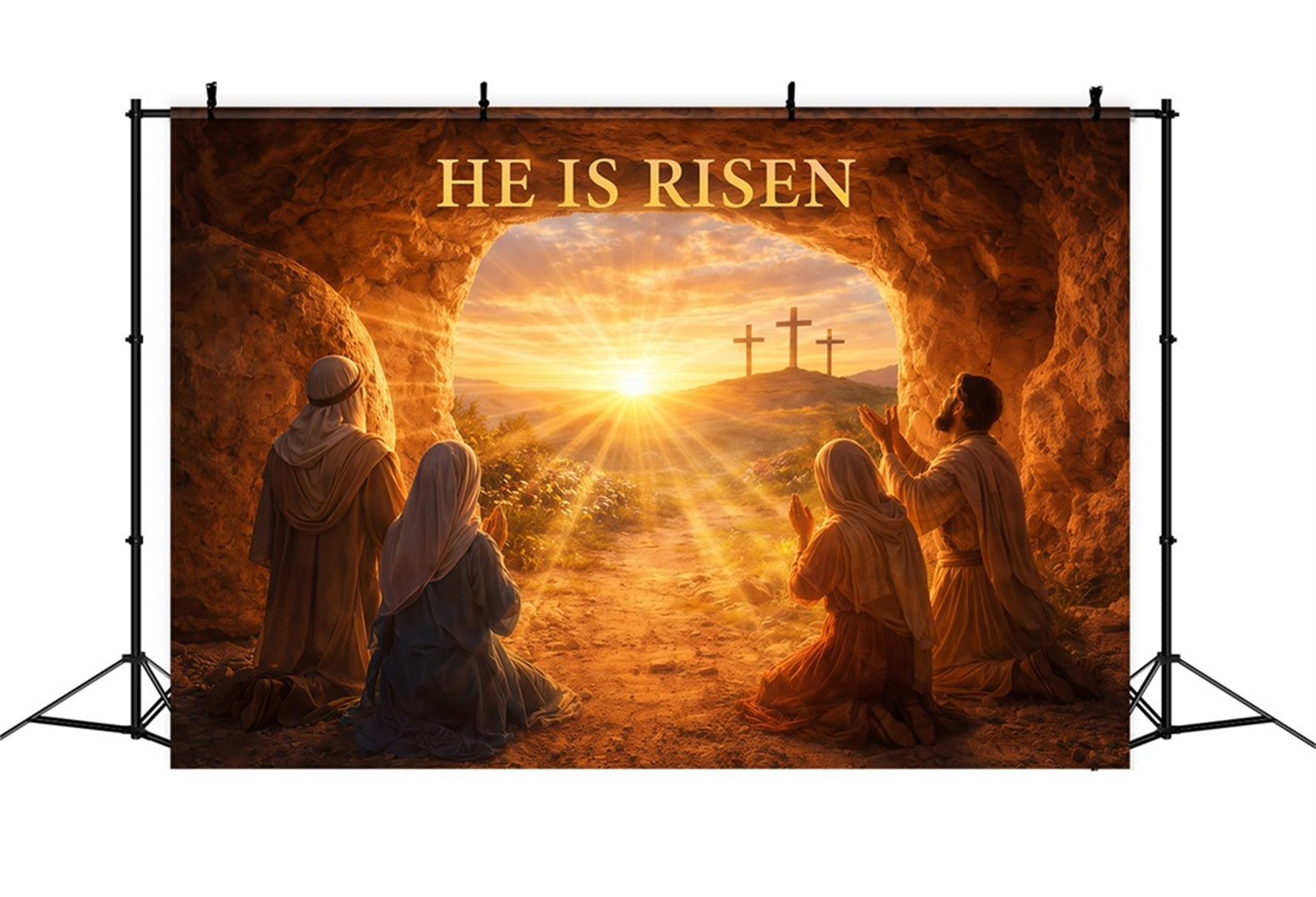 Er ist auferstanden Hintergrund Auferstehung Licht Kreuz Höhle Ostern Hintergrund Fotografie LXX61-129