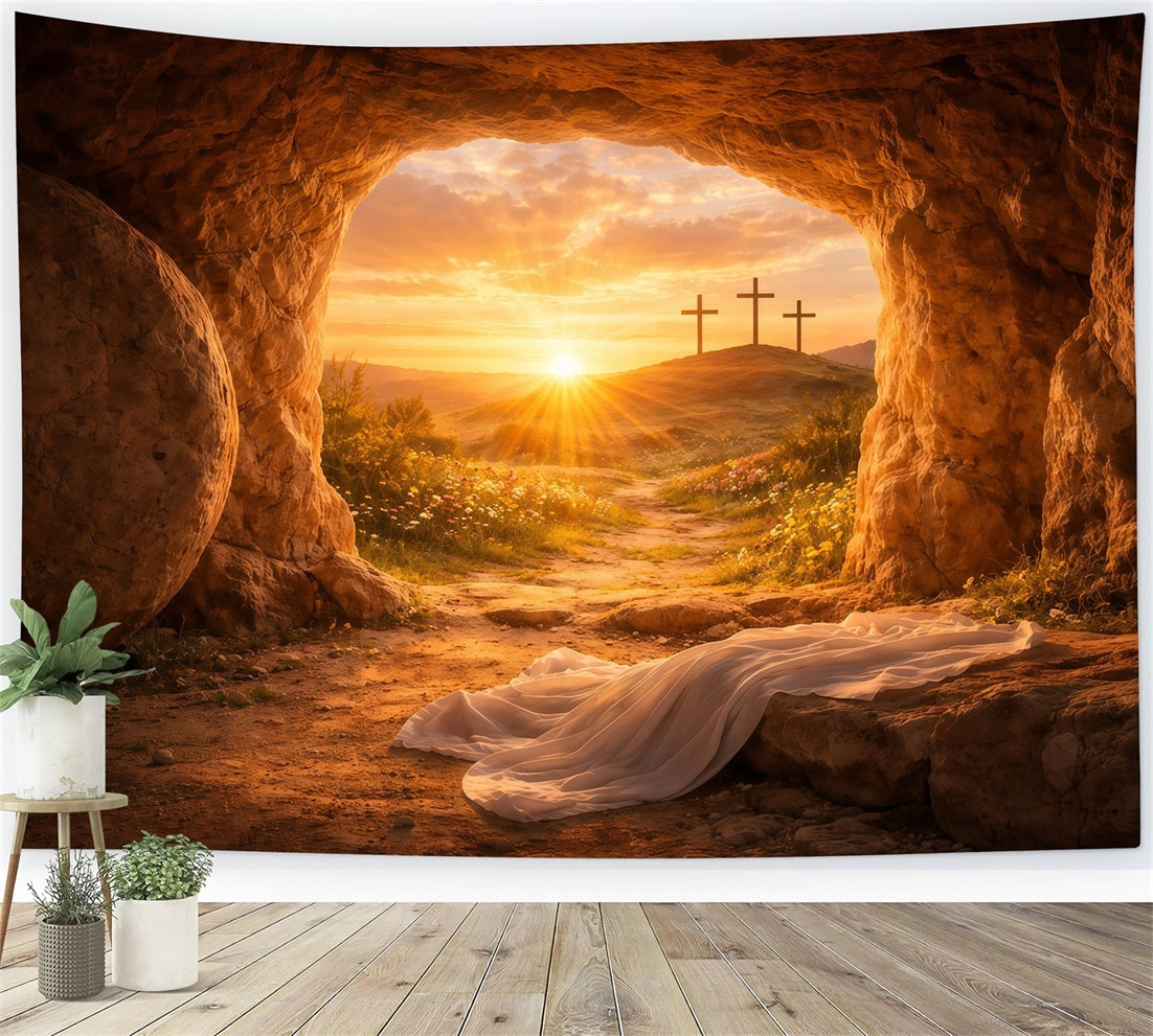 Ostern Grab Hintergrund Er ist auferstanden Heiliges Licht Kreuz Ostern Fotografie Hintergründe LXX61-131