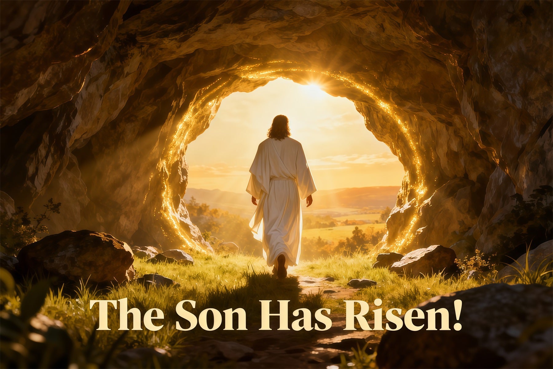 Hintergrund „Er ist auferstanden“ Oster-Fotohintergrund „Resurrection Light Cave“ LXX61-139