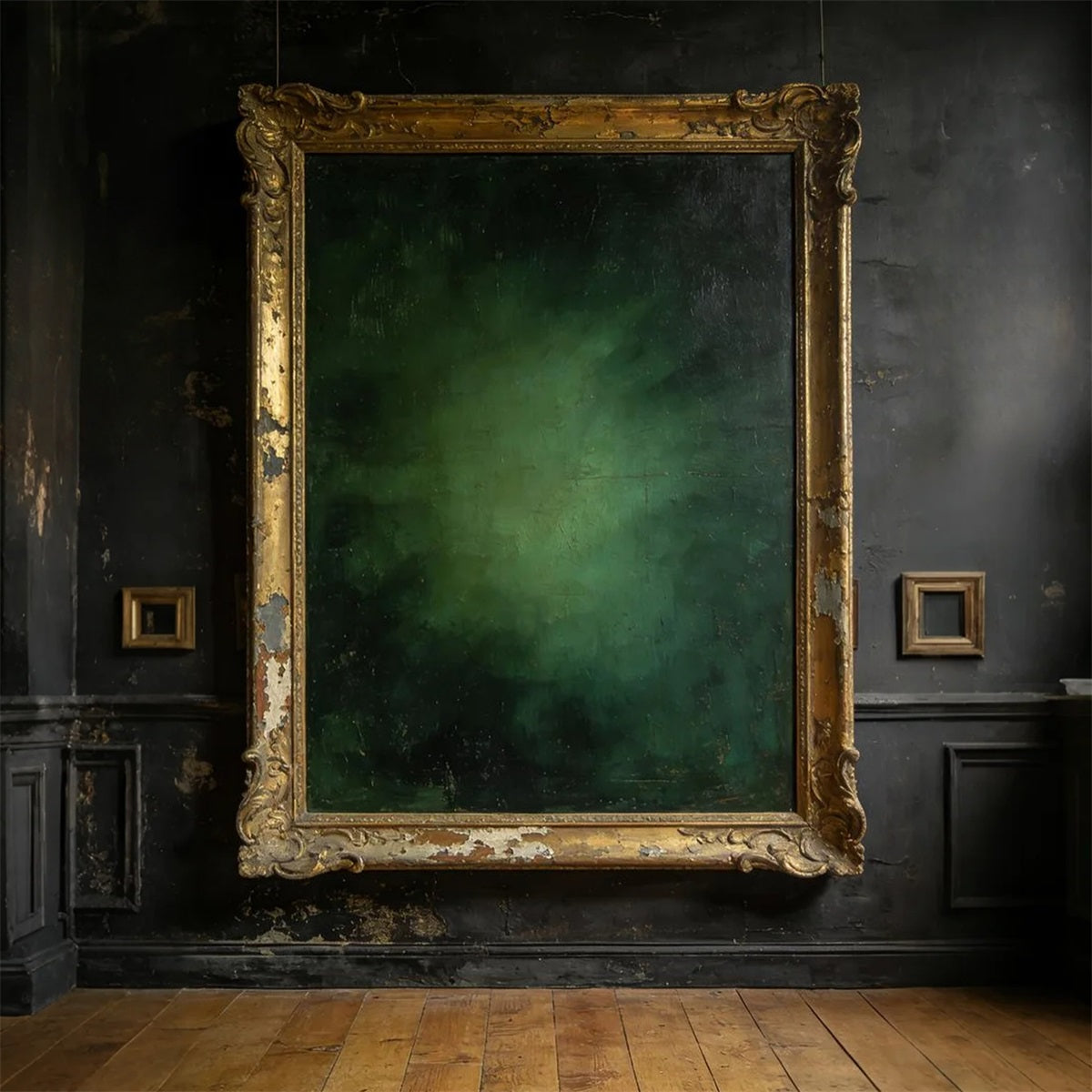 Porträt-Studio-Hintergrund Antiker vergoldeter Rahmen Wand Grüner Fotohintergrund LXX61-15