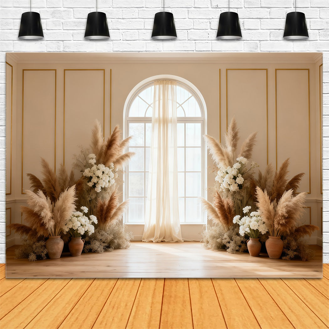 Pampasgras-Hintergrund Minimalistisches Pampasgras-Fenster Eleganz Frühlingshintergründe für die Fotografie LXX61-156