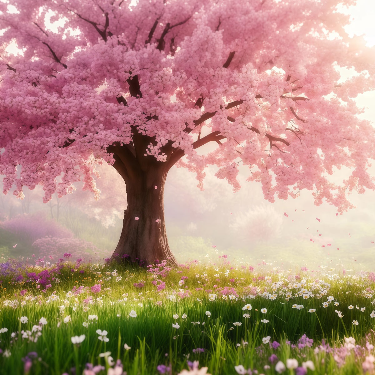 Kirschblüten-Hintergrund Rosa Blütenwiese Baum Blumen-Hintergrund LXX61-175
