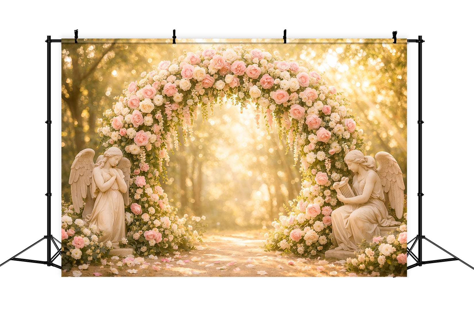 Garten-Fotohintergrund Blush Rose Engel Bogen Bokeh Blumenhintergründe LXX61-181