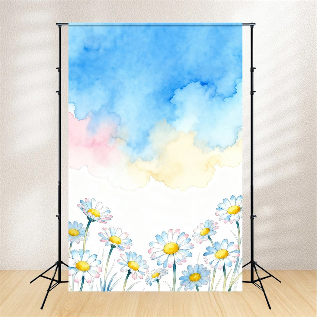 Gänseblümchen-Fotohintergrund Pastellwolken Kunstblumen Blumenfotografie-Hintergründe LXX61-208