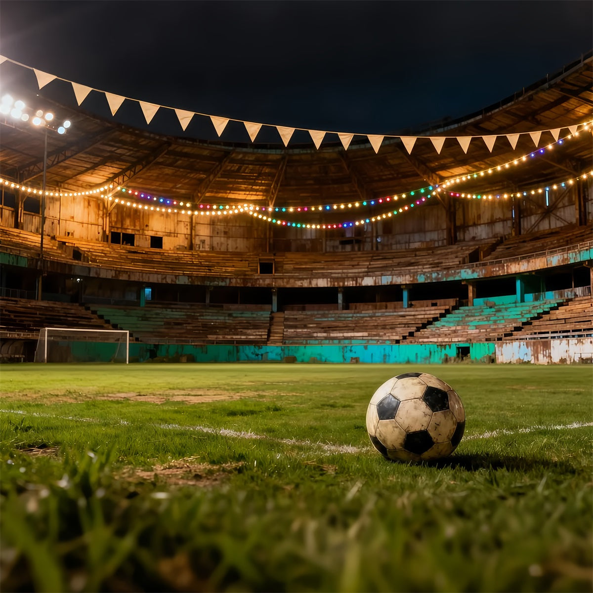 Fußballfoto-Hintergrund Nachtstadion Feierlichter Sportfoto-Hintergrund LXX61-216