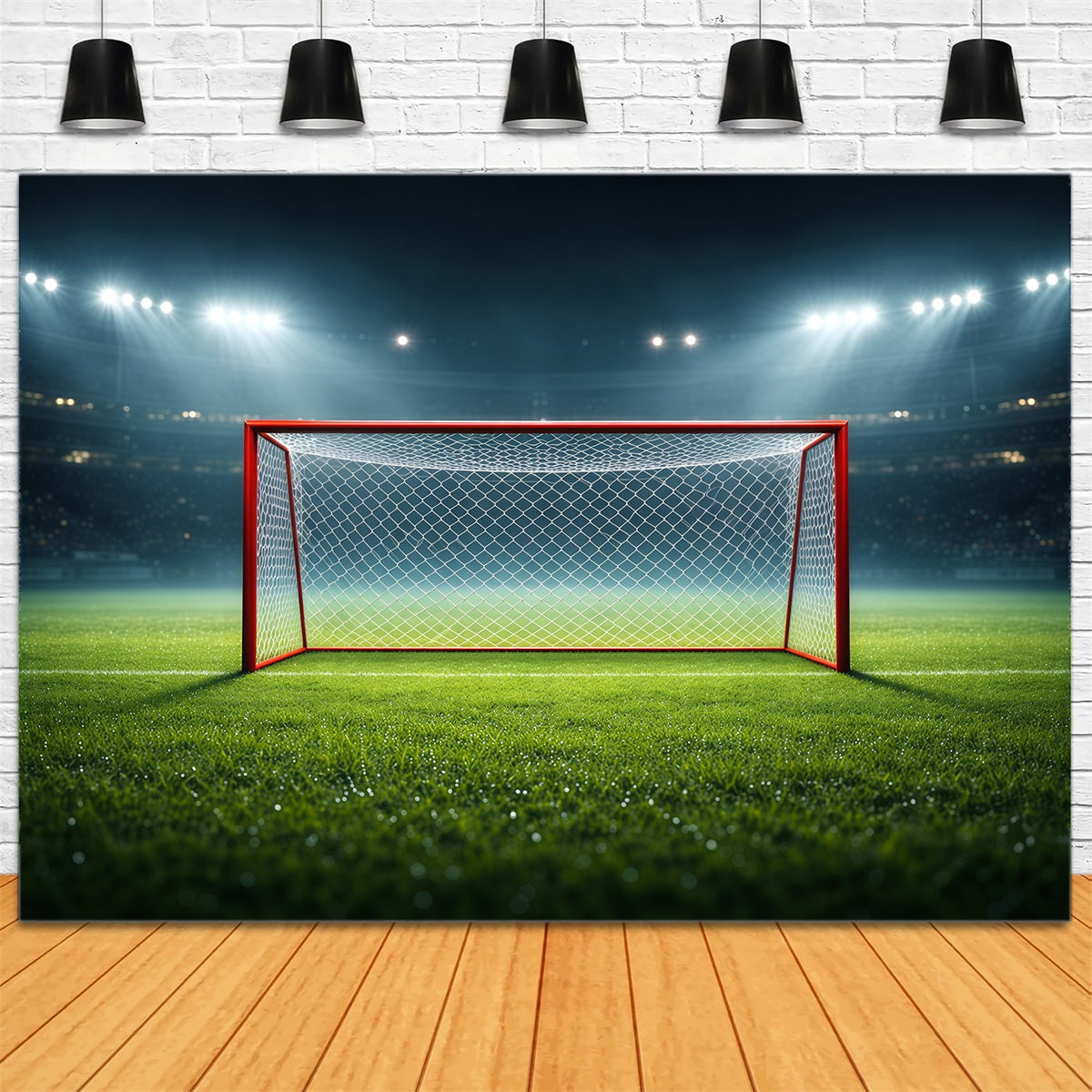 Fußballfeld-Hintergrund Flutlicht Tor Center Stage Sport-Themenhintergrund LXX61-220