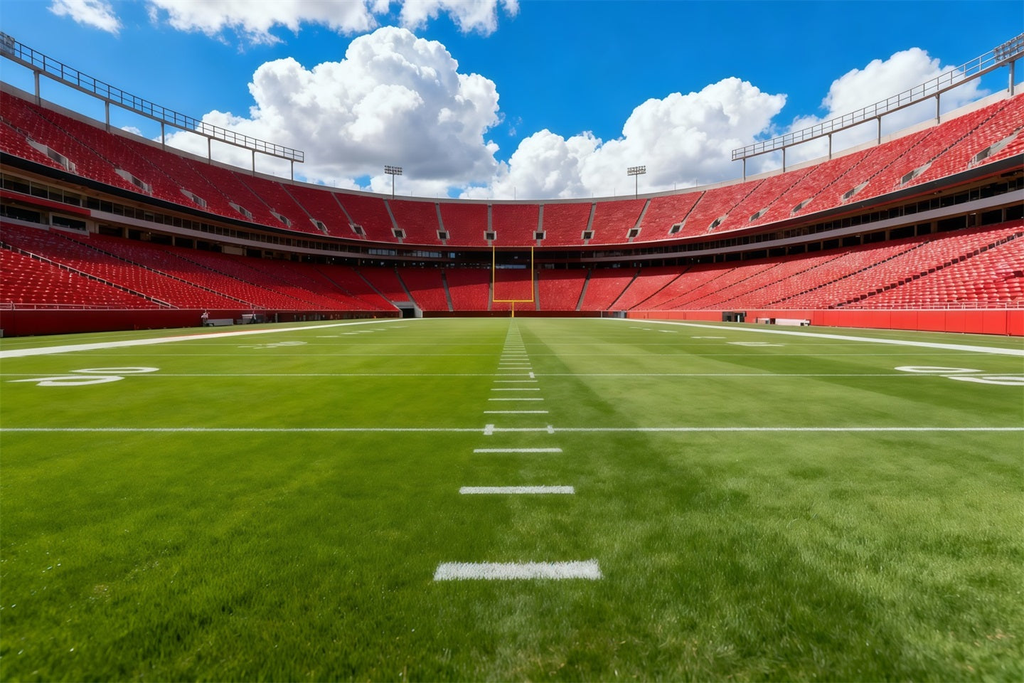 Fußballfeld-Hintergrund Rote Sitze Stadion Tageslicht Sport-Hintergrund LXX61-229