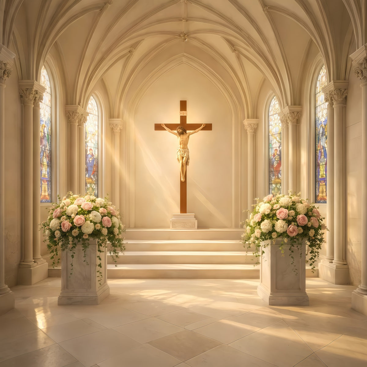 Ideen für Oster-Fotohintergründe für Kirchen Blumenkruzifix Kathedrale Lichtideen für Ostern LXX61-48