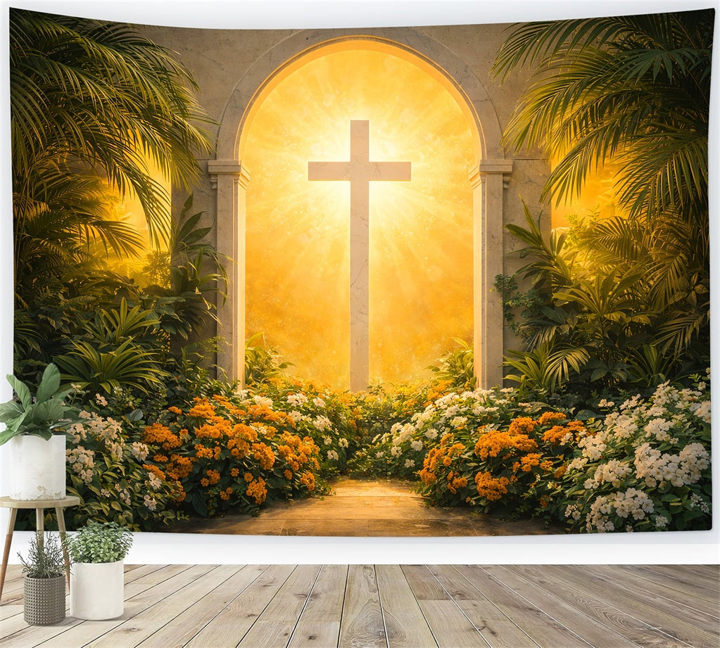 Ideen für Oster-Kirchenhintergründe Goldenes Kreuz Gartenlichtportal Osterhintergrund Fotos LXX61-53