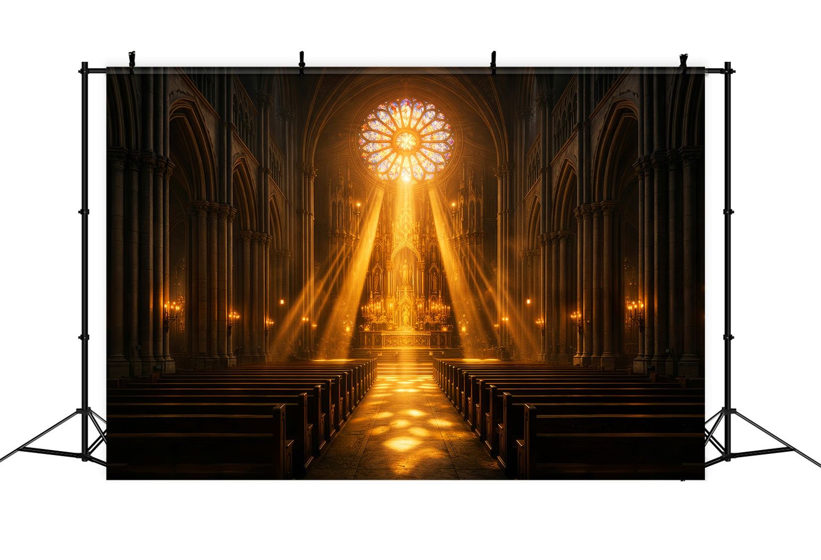 Oster-Fotokulisse Kirche Goldene Kathedrale Lichtstrahlen Einfache Oster-Fotokulisse LXX61-61