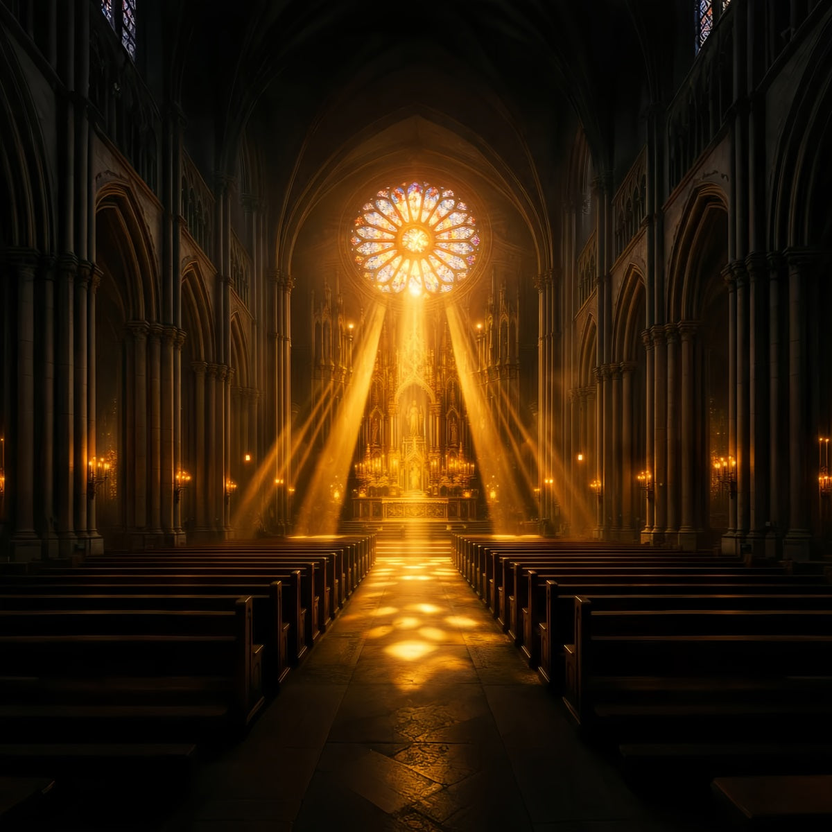Oster-Fotokulisse Kirche Goldene Kathedrale Lichtstrahlen Einfache Oster-Fotokulisse LXX61-61