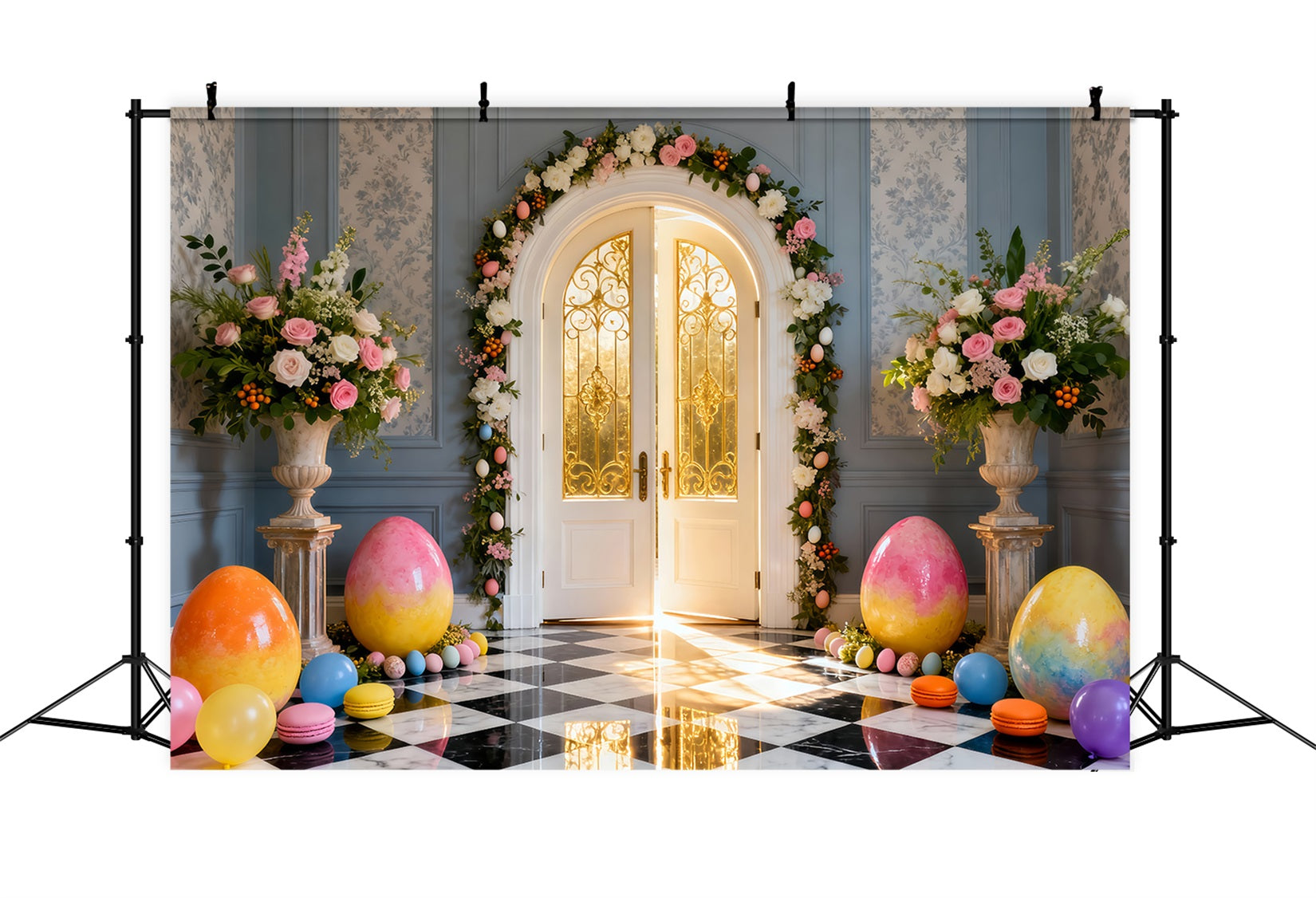 Ideen für Ostersonntag-Hintergründe Goldener Torbogen Eierhalle Ideen für Osterfotografie-Hintergründe LXX61-65