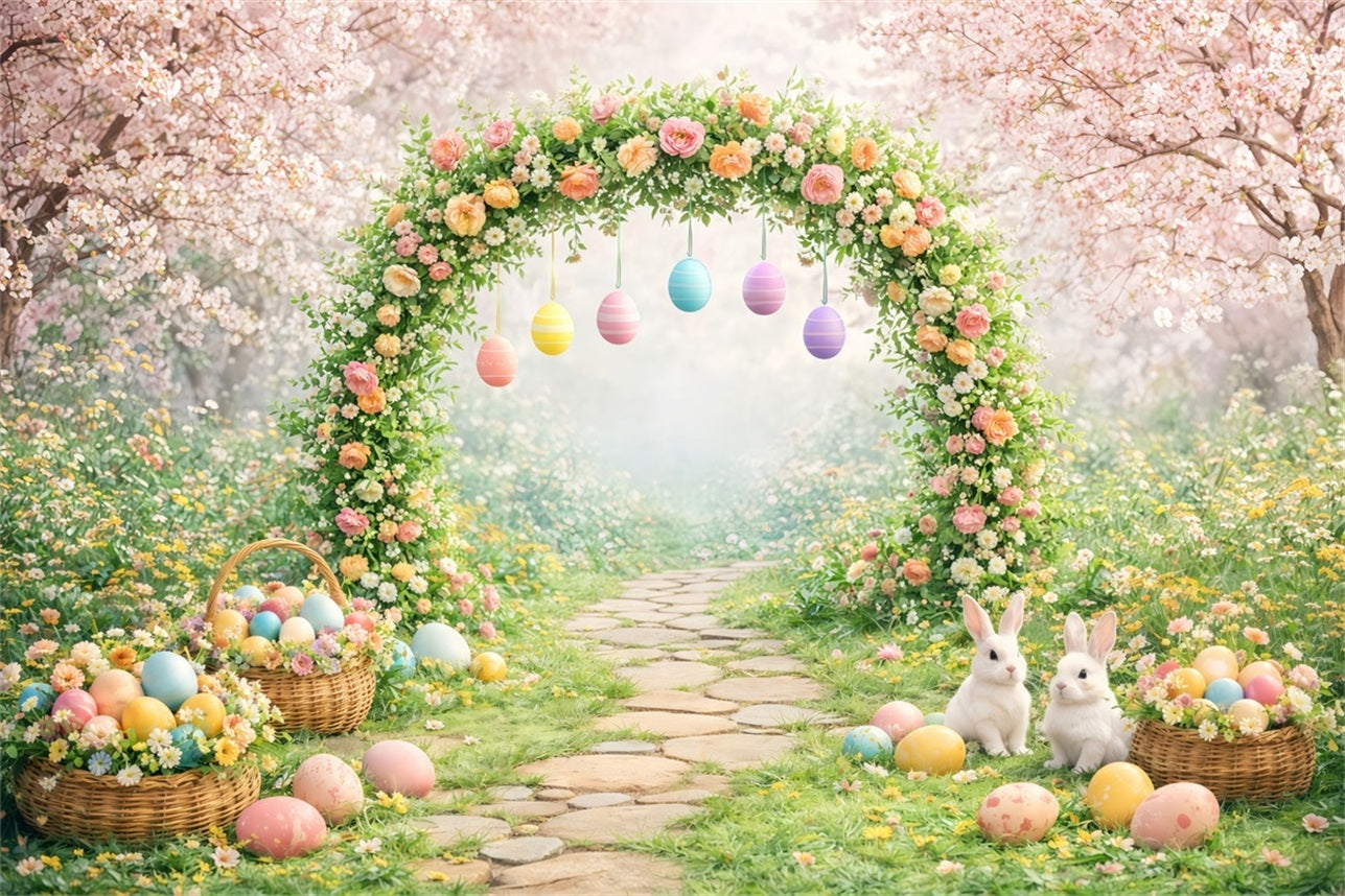 Hintergründe für Osterbühnen Blühender Gartenbogen Hasen-Eier Fotoshooting mit Osterhintergrund LXX61-67