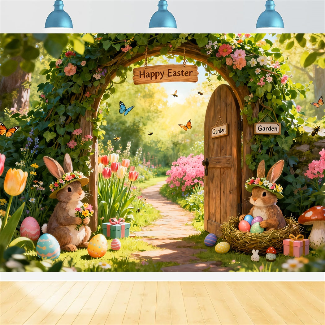 Hintergründe mit Osterhasen Verzauberter Garten Blumenbogen Fotoshooting Osterhintergrund LXX61-74
