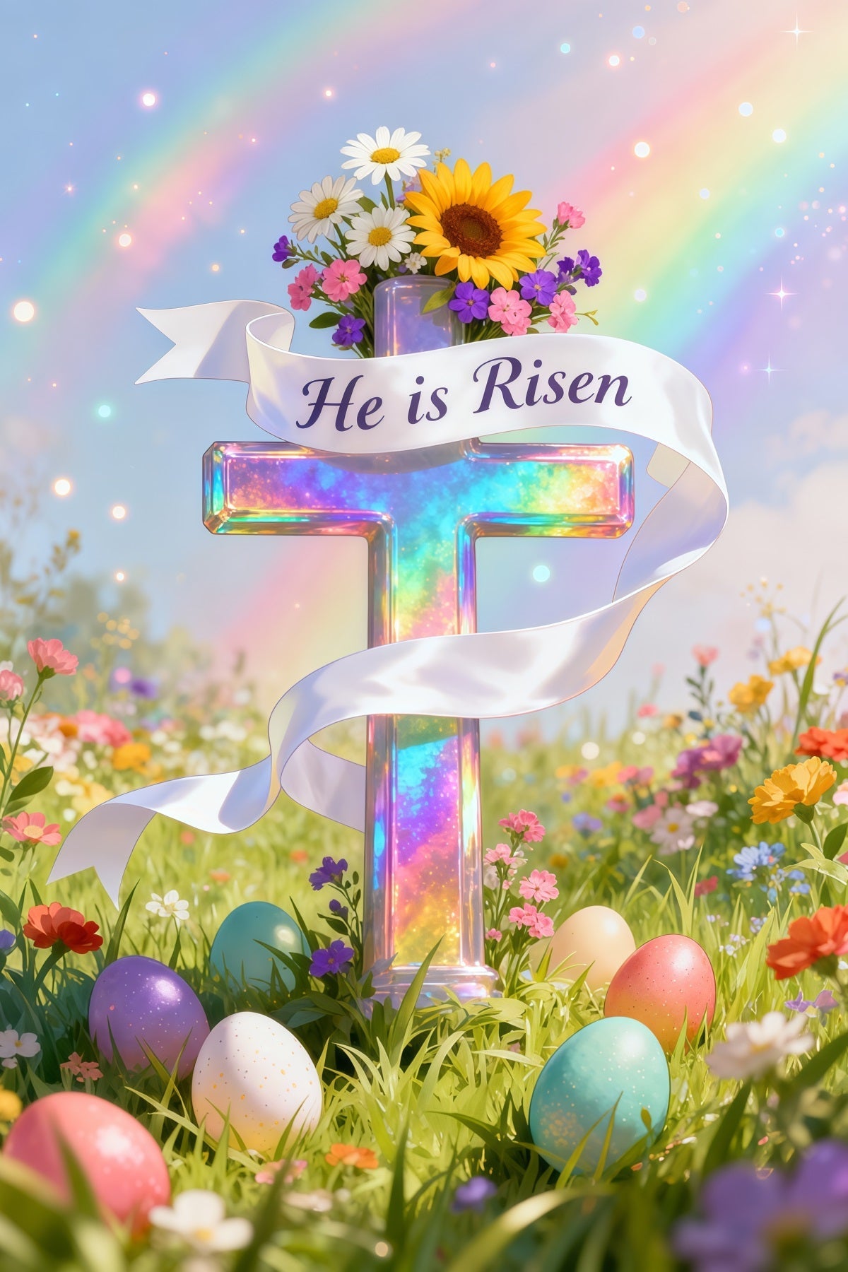 Oster-Sonntag-Hintergrund Er ist auferstanden Kreuz Eier Oster-Foto-Hintergrund-Ideen LXX62-43