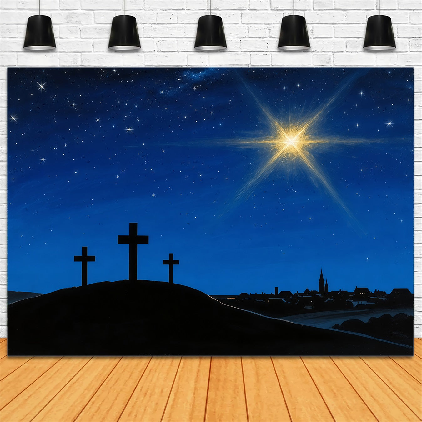 Oster-Kirchen-Hintergründe Bethlehem Strahlender Leitstern Oster-Hintergrund für Fotos LXX62-45