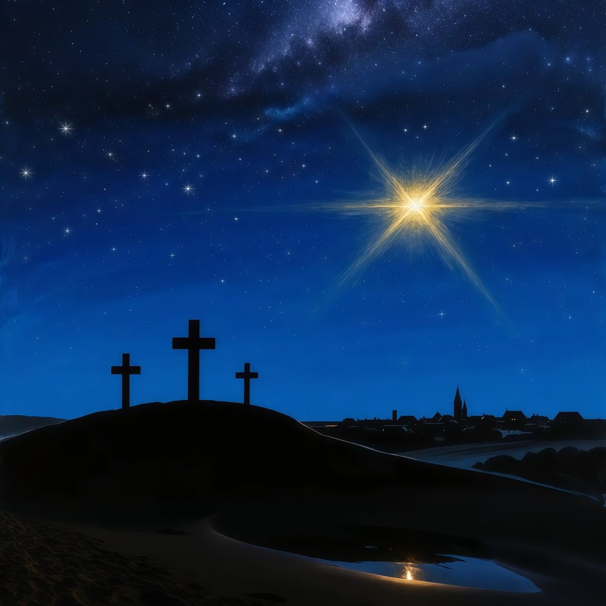 Oster-Kirchen-Hintergründe Bethlehem Strahlender Leitstern Oster-Hintergrund für Fotos LXX62-45