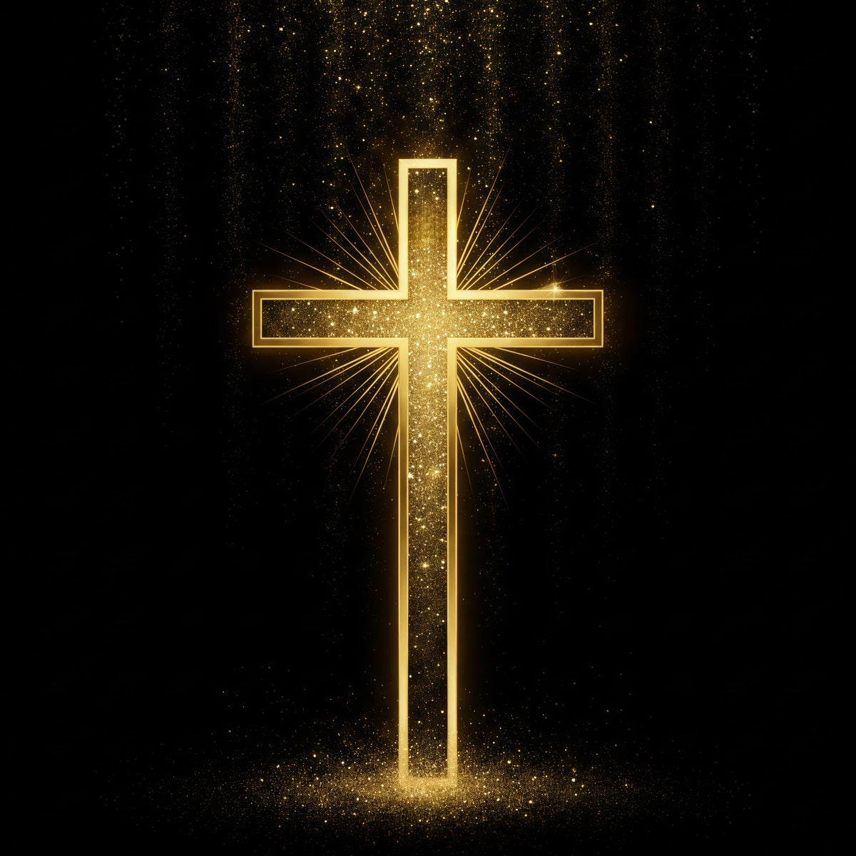 Oster-Fotohintergrund Kirche Goldener Glitzer Strahlendes Kreuz Oster-Fotoshooting-Hintergrund LXX62-48