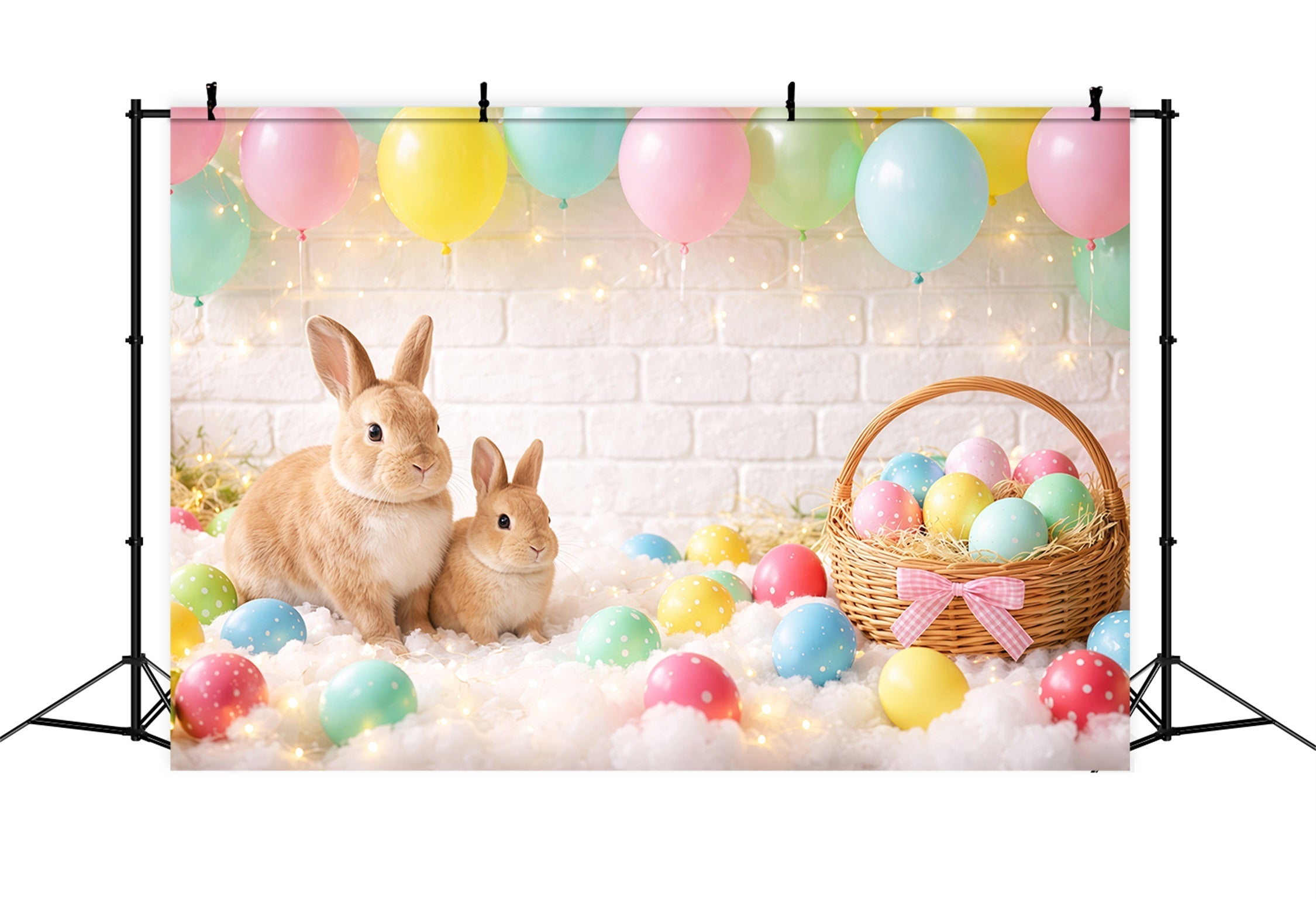 Osterkulisse Luftballons Pastellfarbene Eierkorb Hase Einfache Osterkulissen LXX62-88
