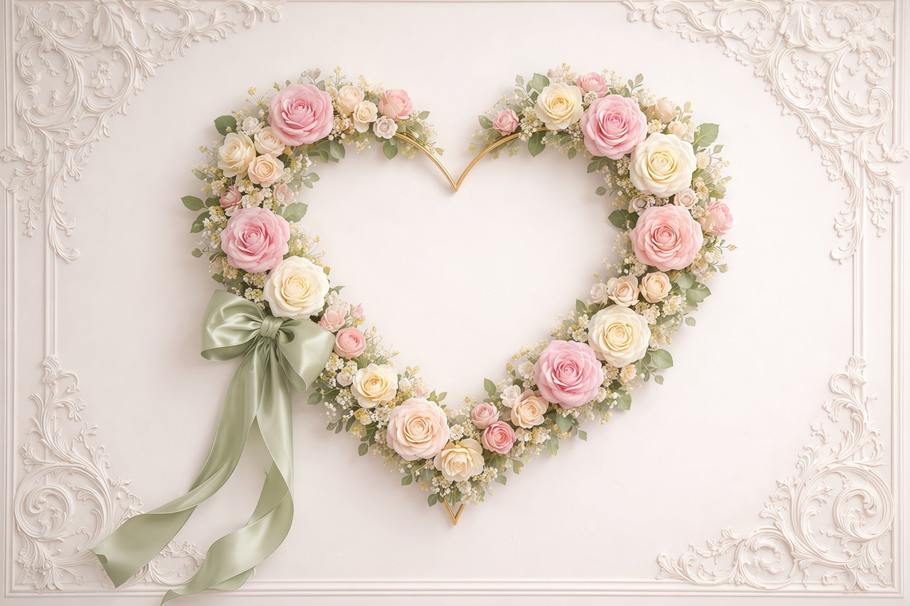 Herz-Blumenrahmen Muttertag-Hintergrund Vintage-Wandrosen-Band Muttertag-Hintergrund-Ideen LXX63-10